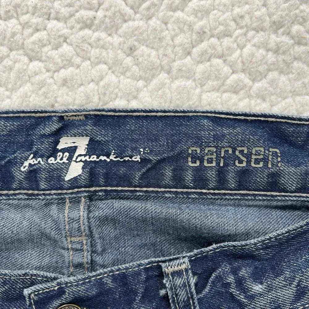 7 For All Mankind Carsen Jeans Men's 34 (Actual 36x28) Blue Straight USA Grunge‎